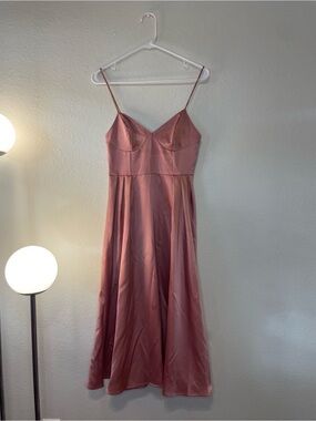H&M Satin Spaghetti Strap Dress in Rose Pink